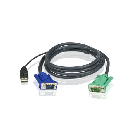 ATEN Micro-Lite 2L-5205U - Keyboard  /  video  /  mouse (KVM) cable - USB, HD-15 (VGA) (M) to DB-15 (F) - for KVM on the NET CS1708, CS1716; Master View max CS-1716; MasterView USB KVM Switch CS-1708 - 0