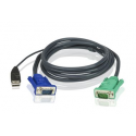 ATEN Micro-Lite 2L-5205U - Keyboard  /  video  /  mouse (KVM) cable - USB, HD-15 (VGA) (M) to DB-15 (F) - for KVM on the NET CS1708, CS1716; Master View max CS-1716; MasterView USB KVM Switch CS-1708