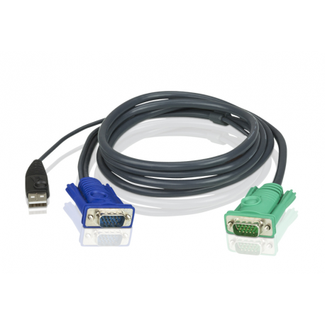 ATEN Micro-Lite 2L-5205U - Keyboard  /  video  /  mouse (KVM) cable - USB, HD-15 (VGA) (M) to DB-15 (F) - for KVM on the NET CS1708, CS1716; Master View max CS-1716; MasterView USB KVM Switch CS-1708 - 3