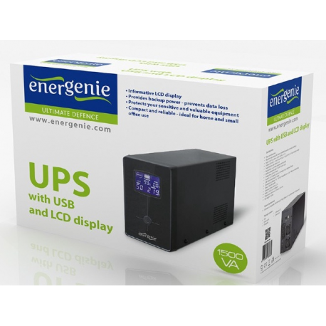 EnerGenie EG-UPS-035 - UPS - LCD display - AC 220 V - 1200 Watt - 2000 VA - 9 Ah - USB, RJ-45 - output connectors: 5 - black - 3