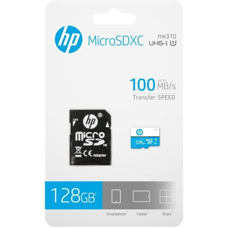 HP mx310 - Flash memory card (microSDXC to SD adapter included) - 128 GB - UHS-I U1 / Class10 - microSDXC UHS-I - 1
