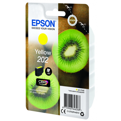 Epson 202 - 4.1 ml - yellow - original - ink cartridge - for Expression Premium XP-6000, XP-6005, XP-6100, XP-6105 - 2