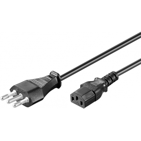 MicroConnect - Power cable - Type L (M) to IEC 60320 C13 - AC 250 V - 10 A - 3 m - black - Italy - 0