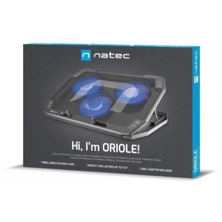 Natec Oriole - Notebook fan - 17.3" - 17.3" - 120 mm - black, blue - 10