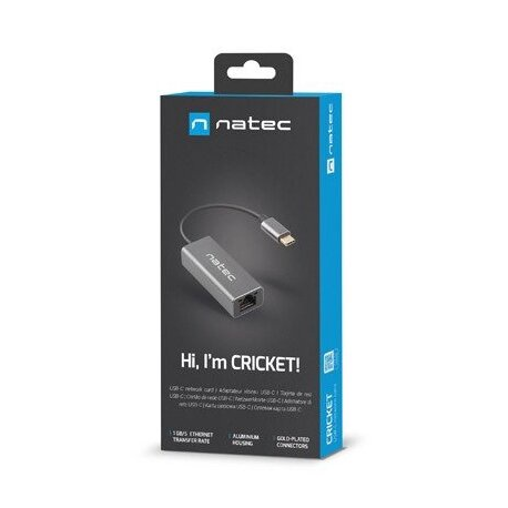 Natec Cricket - Network adapter - USB-C 3.1 Gen 1 - Gigabit Ethernet - black - 4