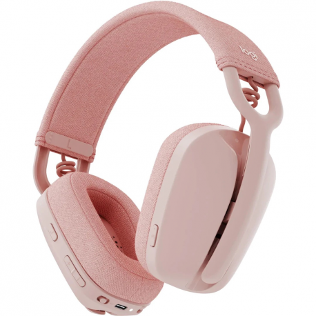 Logitech Zone Vibe 100 - Headset - full size - Bluetooth - wireless - rose - 1