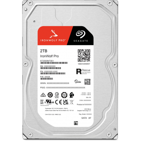 Seagate IronWolf Pro ST2000NT001 - Hard drive - 2 TB - internal - 3.5" - SATA 6Gb / s - 7200 rpm - buffer: 256 MB - with 3 years Seagate Rescue Data Recovery - 0