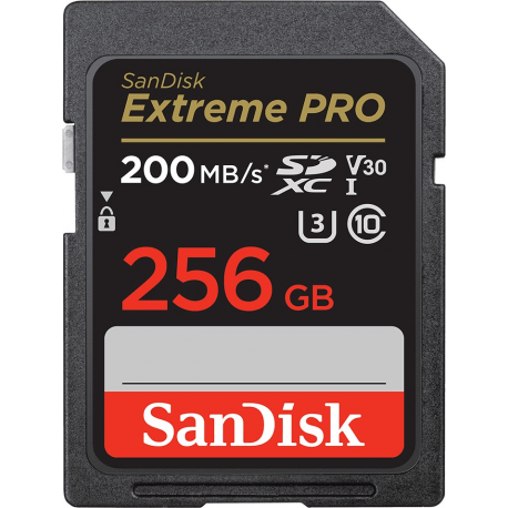 SanDisk Extreme Pro - Flash memory card - 256 GB - Video Class V30 / UHS-I U3 / Class10 - SDXC UHS-I - 3