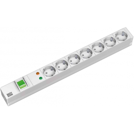 Bachmann - Power strip (rack-mountable) - output connectors: 7 - 1U - 19" - 2 m - light grey - 0