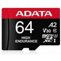 ADATA High Endurance - Flash memory card (microSDXC to SD adapter included) - 64 GB - A2 / Video Class V30 / UHS-I U3 / Class10 - microSDXC UHS-I