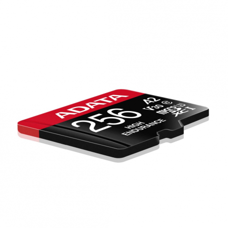 ADATA High Endurance - Flash memory card (microSDXC to SD adapter included) - 256 GB - A2 / Video Class V30 / UHS-I U3 / Class10 - microSDXC UHS-I - 4