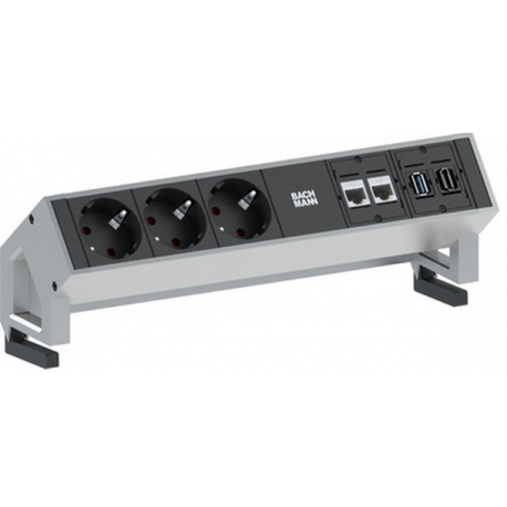 Bachmann DESK 2 - Power strip - input: GST18i3 - output connectors: 3 - Germany - stainless steel - 0