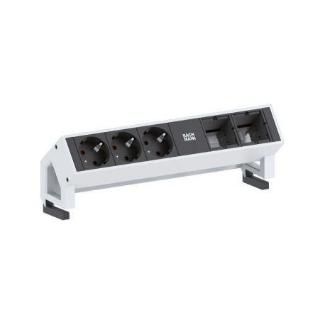 Bachmann DESK 2 - Power strip - input: GST18 - output connectors: 3 - 20 cm - Germany - black, white, RAL 9010 - 0