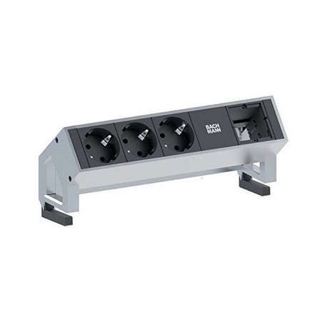 Bachmann DESK 2 - Power strip - input: GST18 - output connectors: 3 - 20 cm - black, silver - 0