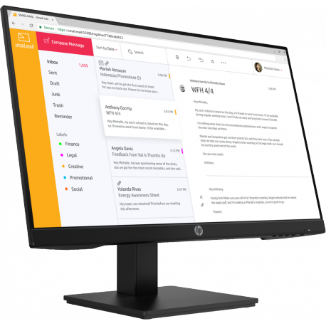HP P24h G4 - LED monitor - 24" (23.8" viewable) - 1920 x 1080 Full HD (1080p) @ 75 Hz - IPS - 250 cd / m² - 1000:1 - 5 ms - HDMI, VGA, DisplayPort - speakers - black - for HP EliteBook 745 G5, 830 G5, 830 G6, 840 G5 - 9