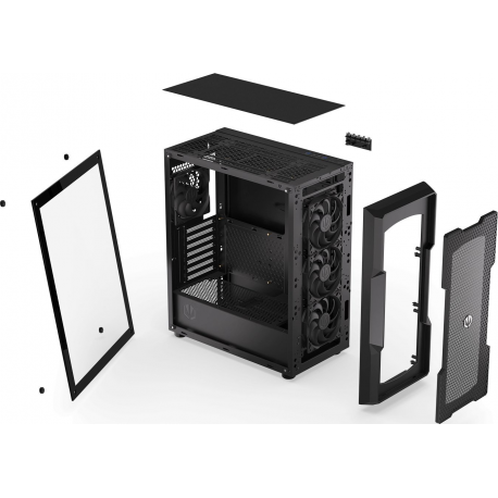 Endorfy Regnum 400 Air - PC case - ATX - windowed side panel (tempered glass) - no power supply (ATX) - black - USB / Audio - 6