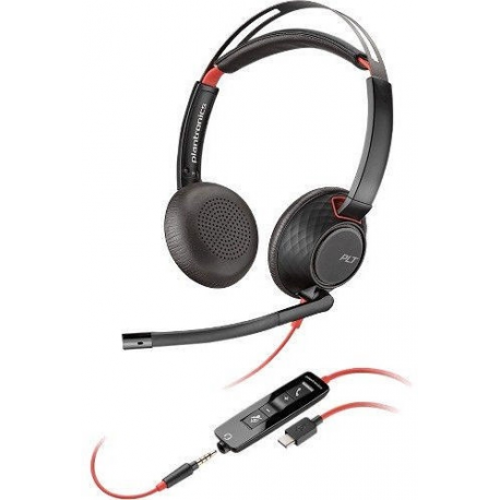 Poly Blackwire 5220 - 5200 Series - headset - on-ear - wired - 3.5 mm jack, USB-C - Certified for Microsoft Teams - 0