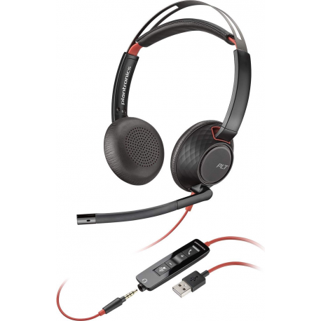 Poly Blackwire 5220 - 5200 Series - headset - on-ear - wired - USB, 3.5 mm jack - Certified for Microsoft Teams - 0