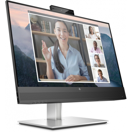 HP E24mv G4 Conferencing Monitor - E-Series - LED monitor - 23.8" - 1920 x 1080 Full HD (1080p) @ 60 Hz - IPS - 250 cd / m² - 1000:1 - 5 ms - HDMI, VGA, DisplayPort - speakers - silver, black head - for HP EliteBook 745 G5, 830 G5, 830 G6, 840 G5, 840 G6 - 5