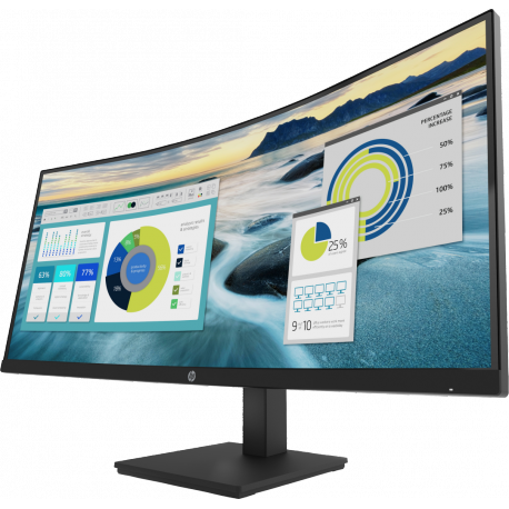HP P34hc G4 - P-Series - LED monitor - curved - 34" - 3440 x 1440 WQHD @ 60 Hz - VA - 250 cd / m² - 3500:1 - 5 ms - HDMI, DisplayPort, USB-C - speakers - black - 1