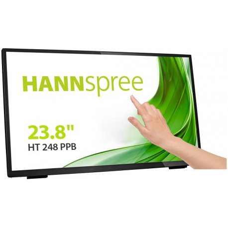 HANNS.G HT248PPB - HT Series - LED monitor - 23.8" - touchscreen - 1920 x 1080 Full HD (1080p) @ 60 Hz - 250 cd / m² - 3000:1 - 8 ms - HDMI, VGA, DisplayPort - speakers - black texture - 2