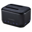 LC Power LC-DOCK-U3-III - HDD docking station with on / off power switch, clone function - bays: 2 - 2.5"  /  3.5" shared - SATA - 500 MBps - USB 3.0 - black