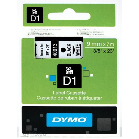DYMO D1 - Self-adhesive - black on white - Roll (0.9 cm x 7 m) 1 cassette(s) label tape - for LabelMANAGER 100, 160, 210, 220, 260, 280, 300, 360, 420, Wireless PnP; LabelPOINT 250 - 3
