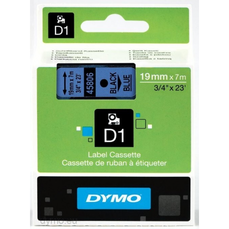 DYMO D1 - Self-adhesive - black on blue - Roll (1.9cm x 7m) 1 cassette(s) label tape - for LabelMANAGER 360, 400, 420, 450, 500, PC, PC2, Wireless PnP; LabelPOINT 300, 350 - 4