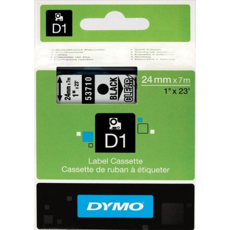 DYMO D1 - Self-adhesive - black on transparent - Roll (2.4 cm x 7 m) 1 cassette(s) label tape - for LabelMANAGER 360, 400, 420, 450, 500, PC, PC2, Wireless PnP; LabelPOINT 300, 350 - 0