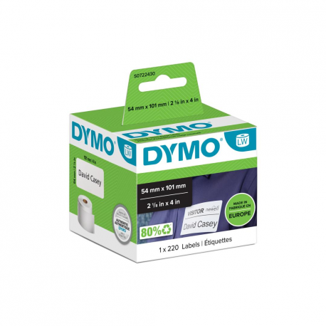 DYMO LabelWriter Shipping - Adhesive - white - 54 x 101 mm 220 label(s) (1 roll(s) x 220) shipping/name badge labels - for DYMO LabelWriter 310, 315, 320, 330, 400, 450, 4XL, SE450, Wireless - 0
