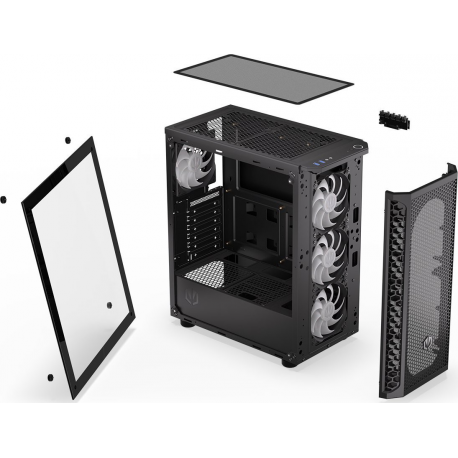 Endorfy Signum 300 ARGB - Mid tower - ATX - windowed side panel (tempered glass) - no power supply (ATX) - black - USB / Audio - 9