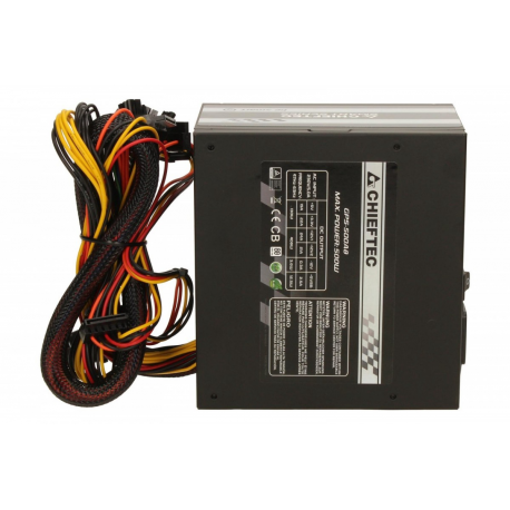Chieftec Smart Series GPS-500A8 - Power supply (internal) - ATX12V 2.3 - 80 PLUS - AC 230 V - 500 Watt - active PFC - black - 5