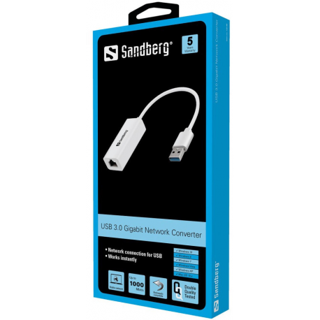 Sandberg USB 3.0 Gigabit Network Adapter - network adapter - USB 3.0 - Gigabit Ethernet - 1