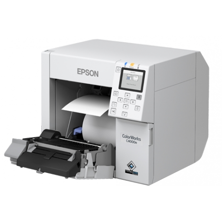 Epson ColorWorks CW-C4000E (BK) - Label printer - colour - ink-jet - Roll (10.2cm) - 1200 x 1200 dpi - up to 100 mm / sec (mono)  /  up to 100 mm / sec (colour) - USB, USB host - cutter - 2