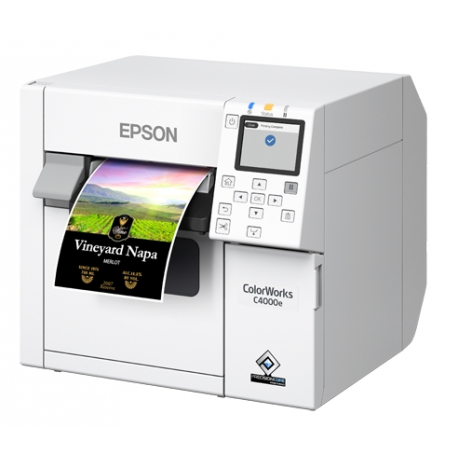 Epson ColorWorks CW-C4000E (MK) - Label printer - colour - ink-jet - Roll (10.2cm) - 1200 x 1200 dpi - up to 100 mm / sec (mono)  /  up to 100 mm / sec (colour) - USB, USB host - cutter - 1