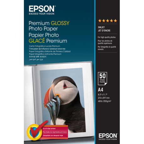 Epson Premium - Glossy - resin coated - A4 (210 x 297 mm) - 255 g / m² - 50 sheet(s) photo paper - for EcoTank ET-2650, 2750, 2751, 2756, 2850, 2851, 2856, 4750, 4850 - 0