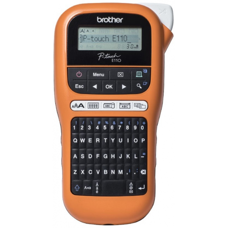 Brother P-Touch PT-E110VP - Labelmaker - B/W - thermal transfer - Roll (1.2 cm) - 180 dpi - up to 20 mm/sec - cutter - 2 line printing - black, orange - 1