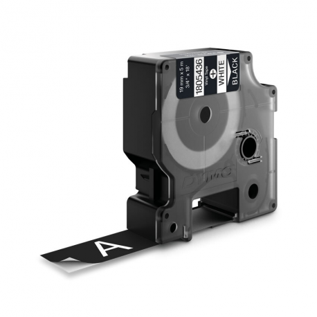 DYMO Rhino Coloured Vinyl - Vinyl - permanent adhesive - white on black - Roll (1.9 cm x 5.5 m) 1 cassette(s) tape - for DYMO ILP219; Rhino 4200, 5000, 5200, 6000; RhinoPRO 3000, 5000, 6000, 6500 - 3