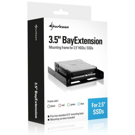 Sharkoon 3.5" BayExtension - Storage bay adapter - 3.5" to 2 x 2.5" - black - 2