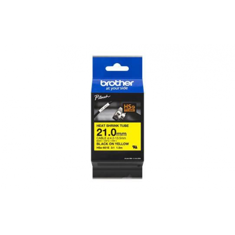 Brother HSE-651E - Black on yellow - Roll (2.1 cm x 1.5 m) 1 cassette(s) hanging box - heat shrink tube tape - for P-Touch PT-D800W, PT-E550WVP, PT-P700, PT-P750W, PT-P900W, PT-P950NW - 0