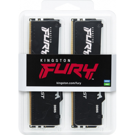 Kingston FURY Beast RGB - DDR5 - kit - 16 GB: 2 x 8 GB - DIMM 288-pin - 5600 MHz  /  PC5-44800 - CL36 - 1.25 V - unbuffered - on-die ECC - black - 7
