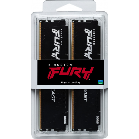 Kingston FURY Beast - DDR5 - kit - 16 GB: 2 x 8 GB - DIMM 288-pin - 5600 MHz  /  PC5-44800 - CL36 - 1.25 V - unbuffered - on-die ECC - black - 7