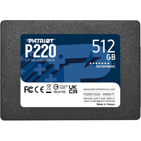 Patriot P220 - SSD - 512 GB - internal - 2.5" - SATA 3Gb / s - 0