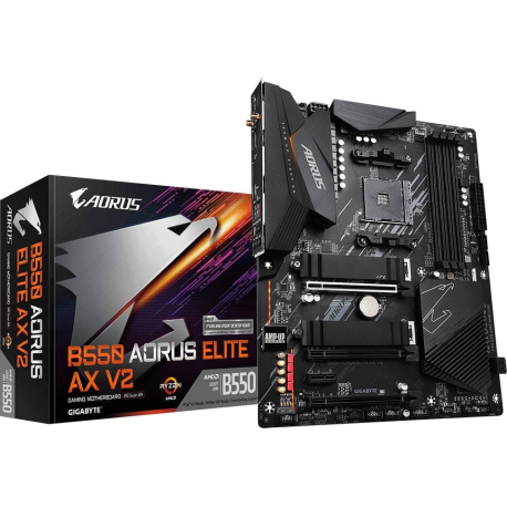 Gigabyte B550 AORUS ELITE AX - 1.0 - motherboard - ATX - Socket AM4 - AMD B550 Chipset - USB 3.2 Gen 2, USB 3.2 Gen 1, USB-C Gen1 - 2.5 Gigabit LAN - onboard graphics (CPU required) - HD Audio (8-channel) - 4