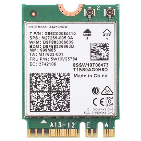 Intel Wi-Fi 6E AX210 - Network adapter - M.2 2230 - 802.11ac, 802.11ax (Wi-Fi 6), Bluetooth 5.2 - 0