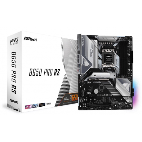 ASRock B650 Pro RS - Motherboard - ATX - Socket AM5 - AMD B650 Chipset - USB-C 3.2 Gen 2x2, USB-C 3.2 Gen2, USB 3.2 Gen 2, USB 3.2 Gen 1 - 2.5 Gigabit LAN - onboard graphics (CPU required) - HD Audio (8-channel) - 5