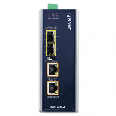 PLANET IGUP-2205AT - Fibre media converter - GigE - 10Base-T, 1000Base-LX, 1000Base-SX, 100Base-TX, 1000Base-T, 1000Base-BX - RJ-45  /  SFP (mini-GBIC) - up to 120 km - 1