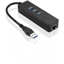 MicroConnect - Hub - 3 x USB 3.2 Gen 1 + 1 x 10/100/1000 - desktop