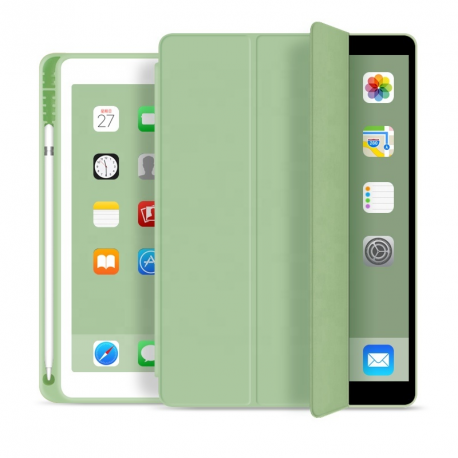 eSTUFF Pencil case - Screen cover for tablet - polyurethane leather, thermoplastic polyurethane (TPU) - light green - 9.7" - for Apple 9.7-inch iPad (5th generation, 6th generation) - 0
