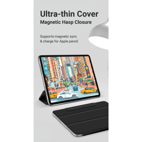 eSTUFF Magnet case - Screen cover for tablet - thermoplastic polyurethane (TPU) - black - 12.9" - for Apple 12.9-inch iPad Pro (4th generation) - 4